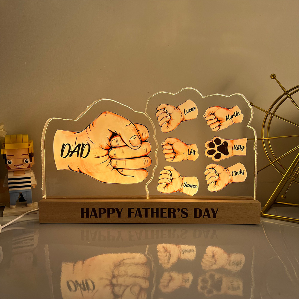 50%OFF ⭐️ Custom 3D 15mm Thick Fist Bump Best Dad Ever Lamp&Decor