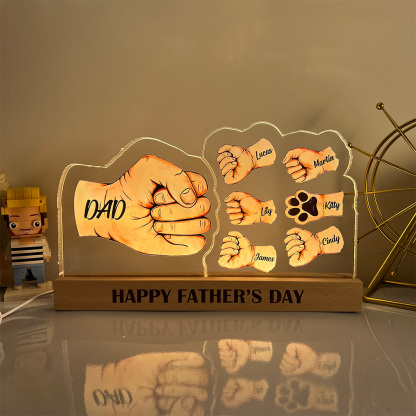 50%OFF ⭐️ Custom 3D 15mm Thick Fist Bump Best Dad Ever Lamp&Decor