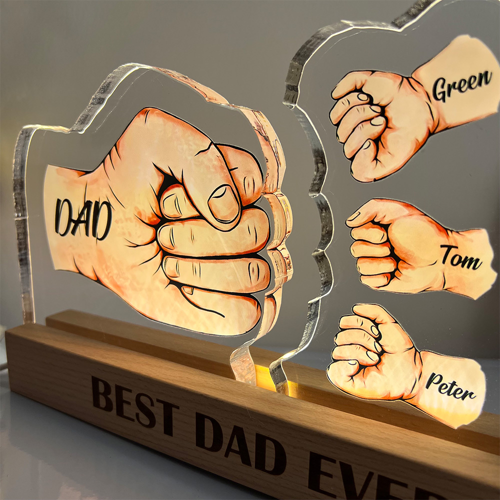 50%OFF ⭐️ Custom 3D 15mm Thick Fist Bump Best Dad Ever Lamp&Decor