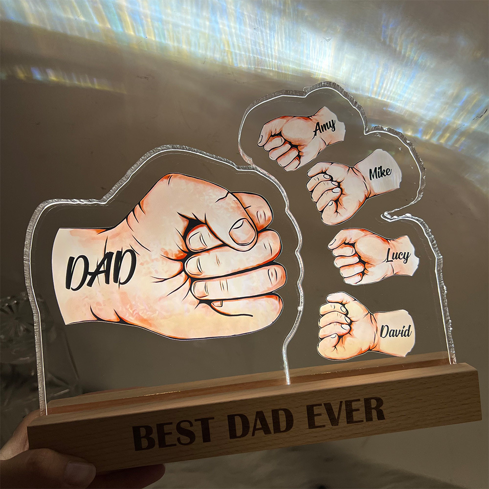 50%OFF ⭐️ Custom 3D 15mm Thick Fist Bump Best Dad Ever Lamp&Decor
