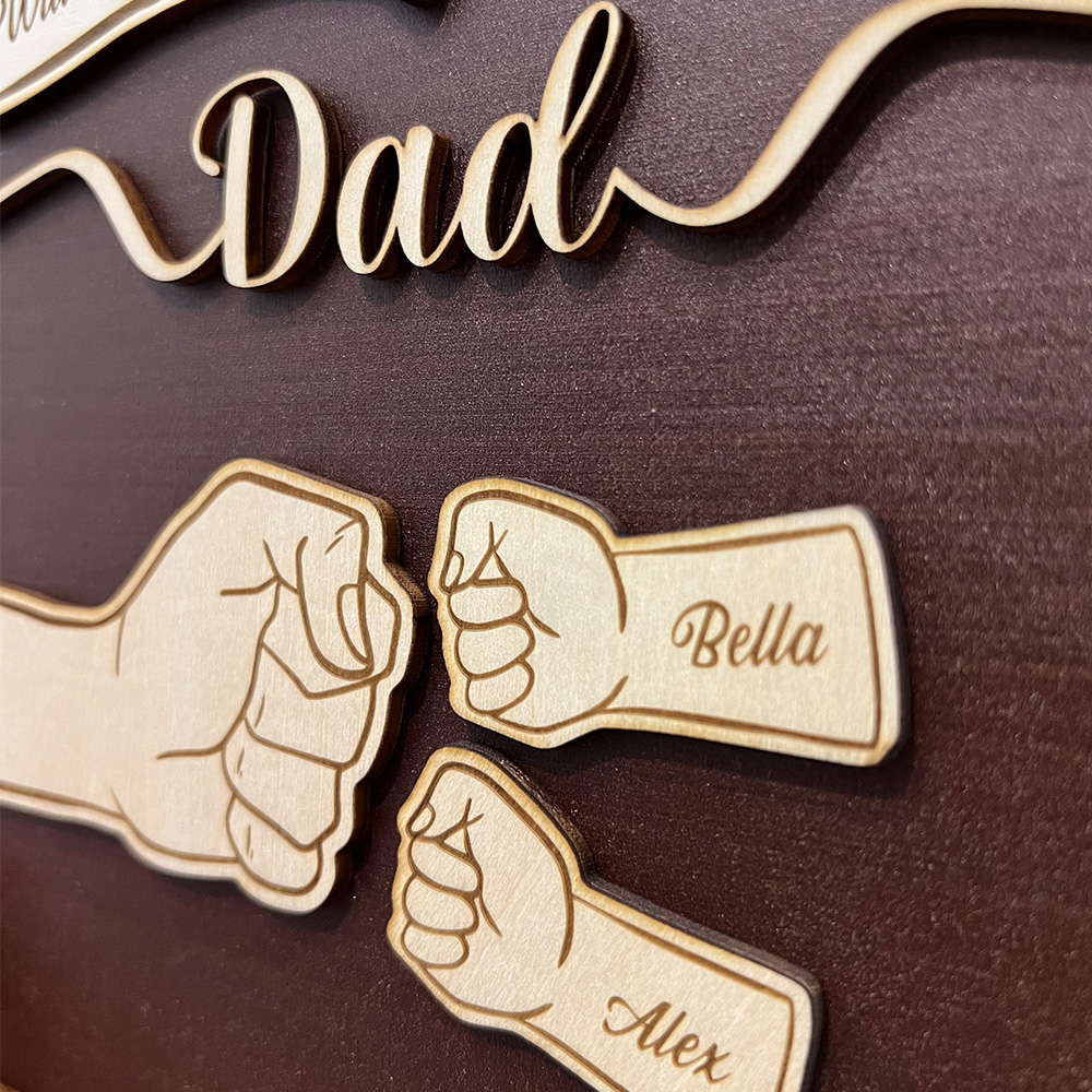50%OFF⭐️Custom Fist Bump Dad Wooden Plaque Gift, Husband Wood Sign