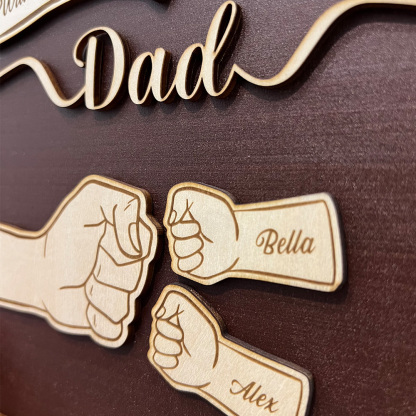 50%OFF⭐️Custom Fist Bump Dad Wooden Plaque Gift, Husband Wood Sign