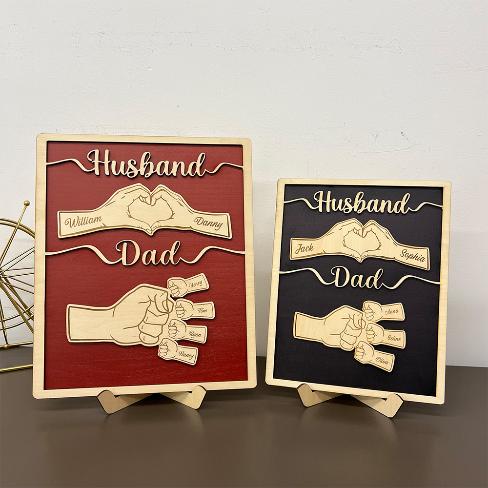 50%OFF⭐️Custom Fist Bump Dad Wooden Plaque Gift, Husband Wood Sign