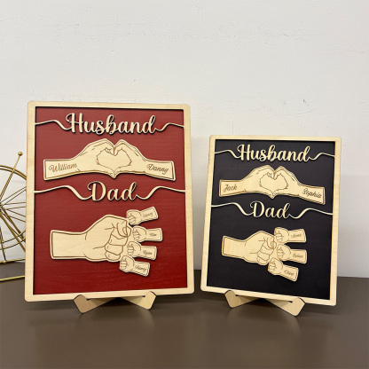 50%OFF⭐️Custom Fist Bump Dad Wooden Plaque Gift, Husband Wood Sign
