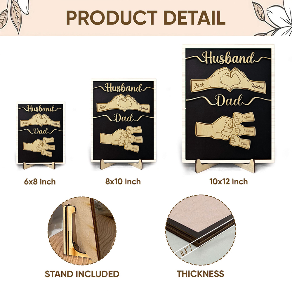 50%OFF⭐️Custom Fist Bump Dad Wooden Plaque Gift, Husband Wood Sign