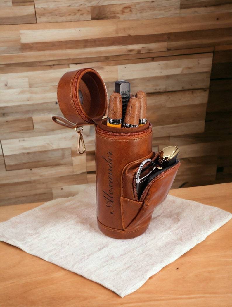 Personalized CIGAR HUMIDOR CASE Cigars Accessories for Men, Fathers Day Gift for Dad Him Grandpa Husband