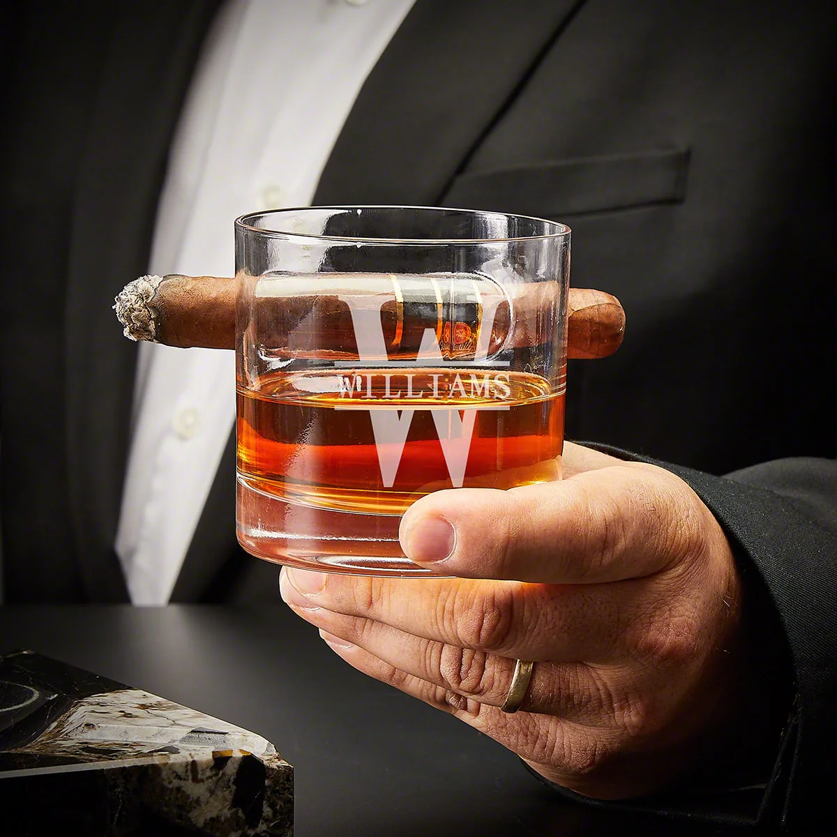 Custom Your Name Round Cigar Glass for Whiskey