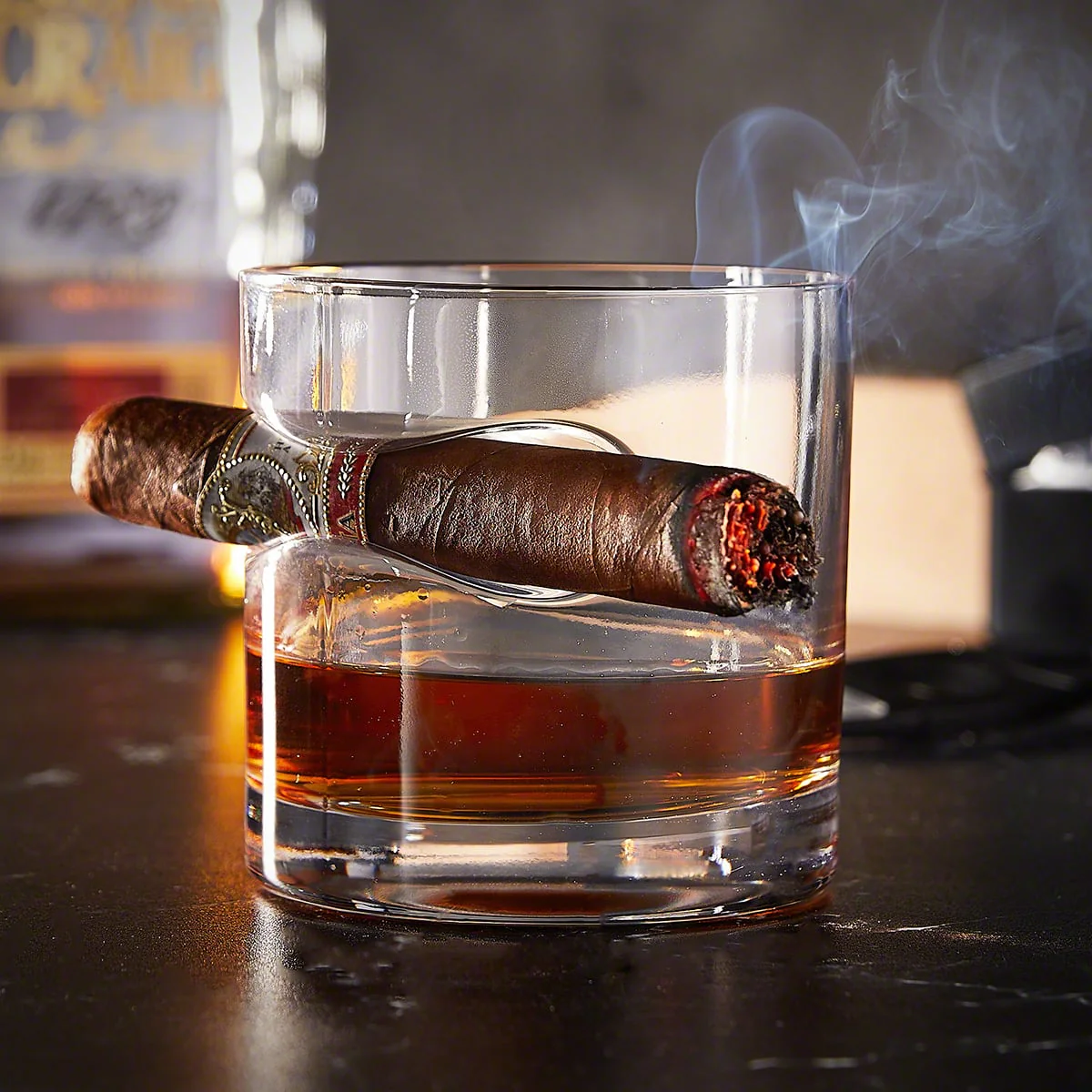 Custom Your Name Round Cigar Glass for Whiskey