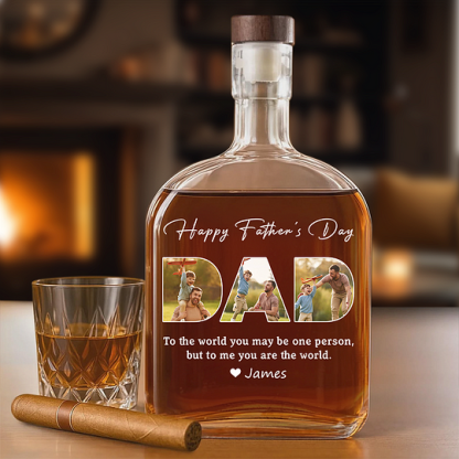 Custom Photo Happy Father's Day Family Whiskey Bottle