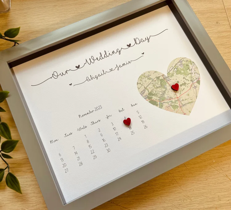 Personalised Framed Couple Wedding Map Gift