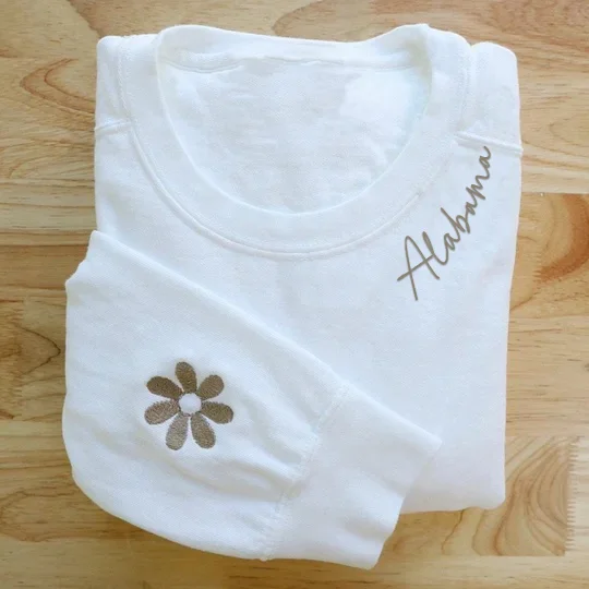 VINTAGE CUSTOM CREW-Custom Embroidered Hand Distressed Crew Neck Sweatshirt 