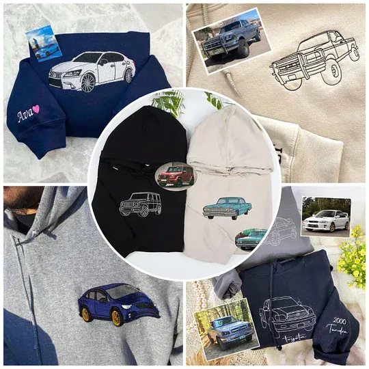Customized Car Embroidered Hoodies (Refined Embroidery)