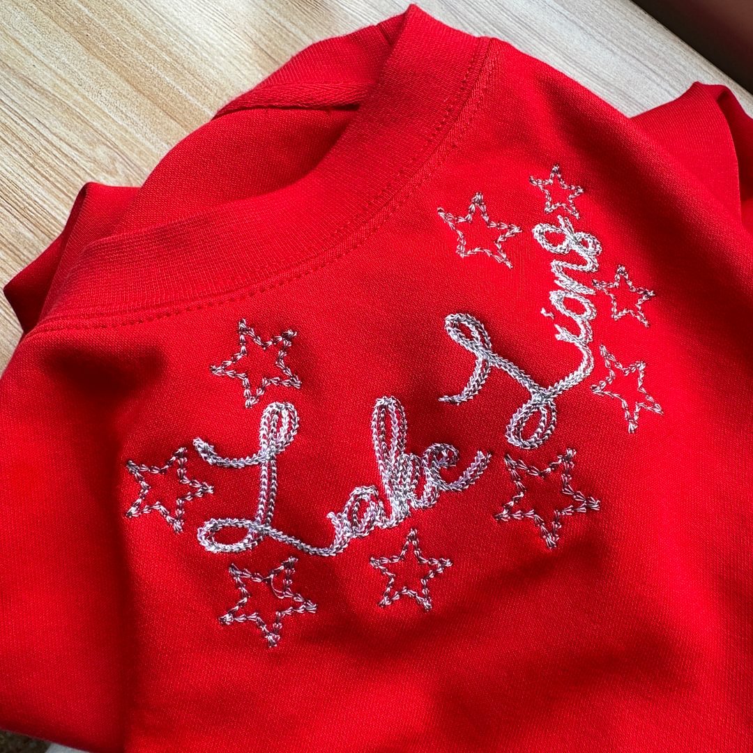 Custom Monogrammed Sweatshirt Double Chain Font with Stars