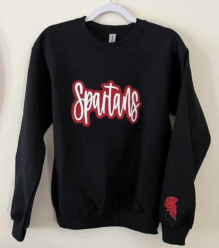 Custom School/Mascot Double Layer Glitter Applique Embroidered Sweatshirt