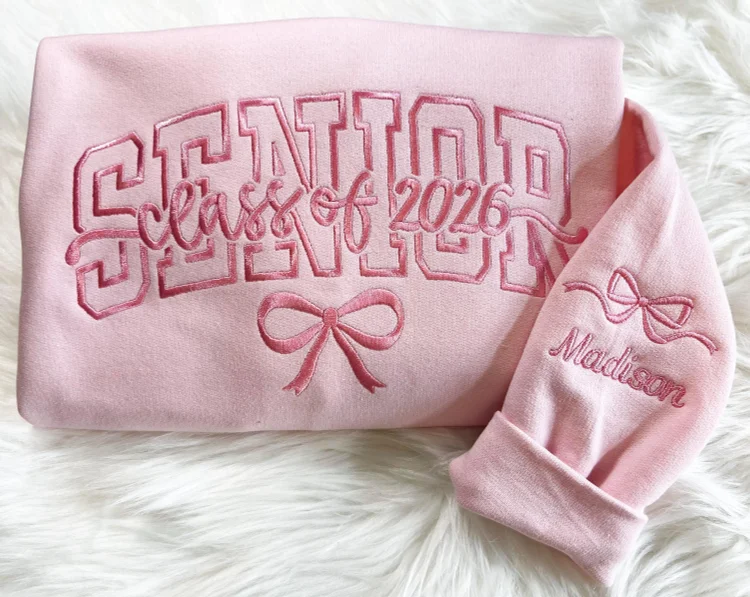 Embroidered Senior bow Sweatshirt