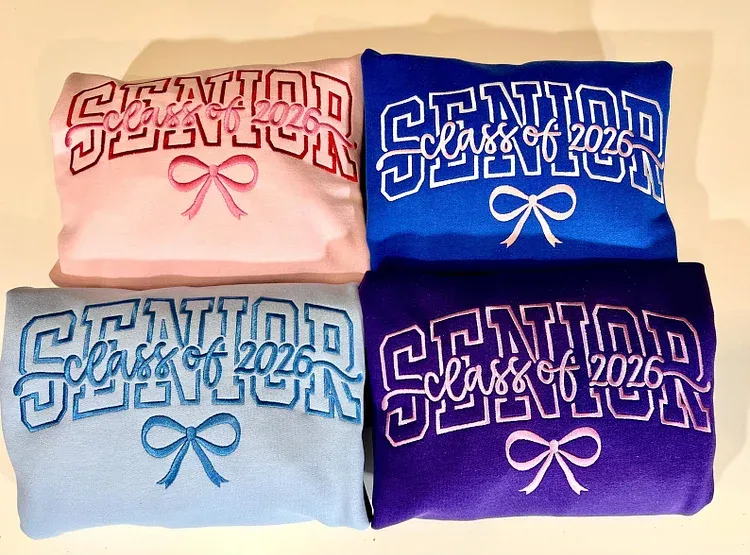 Embroidered Senior bow Sweatshirt