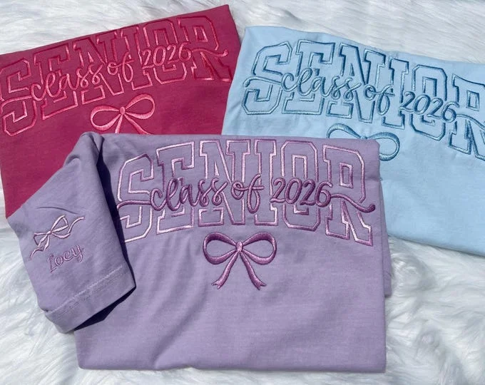 Embroidered Senior bow Sweatshirt