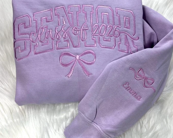 Embroidered Senior bow Sweatshirt
