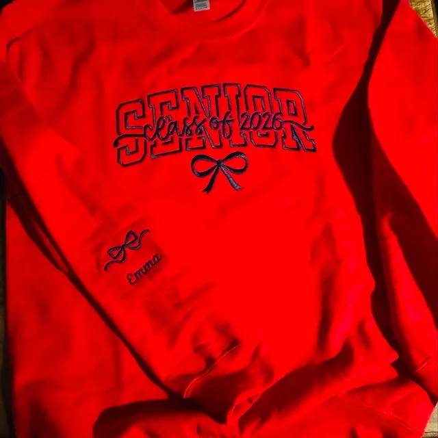 Embroidered Senior bow Sweatshirt
