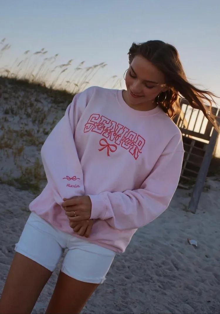 Embroidered Senior bow Sweatshirt