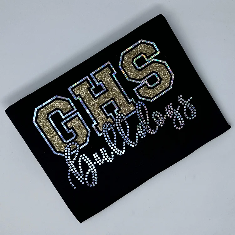 Customizable School Letters and Mascot Shirt With Faux Rhinestones and Glitter