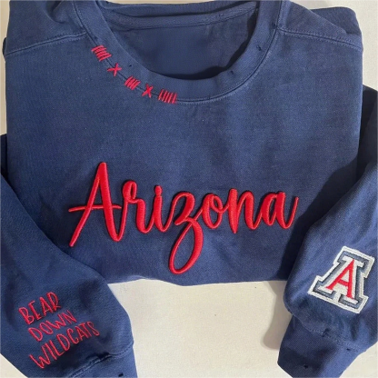 VINTAGE 3D Embroidery Unisex Hand Distressed Crewneck