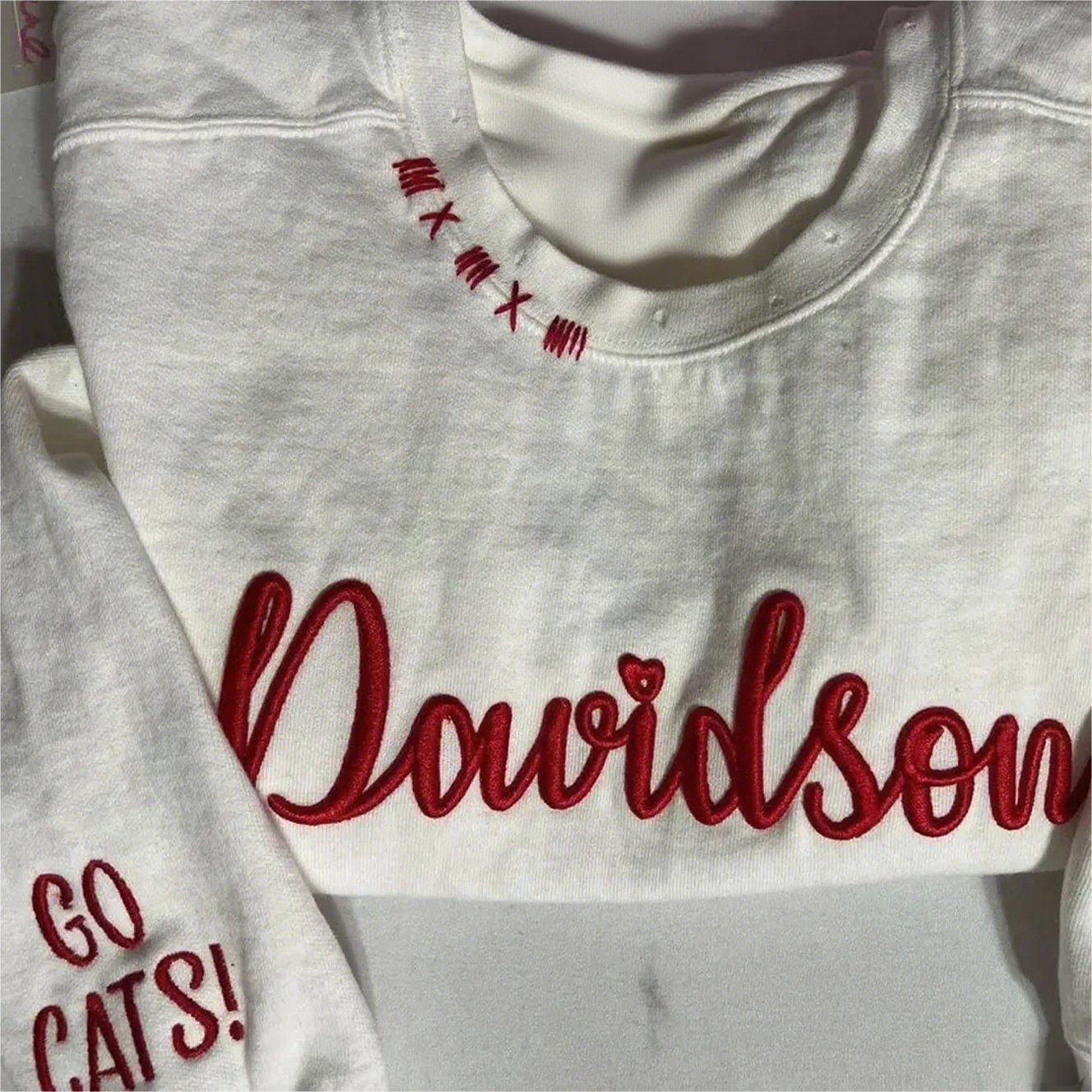 VINTAGE 3D Embroidery Unisex Hand Distressed Crewneck