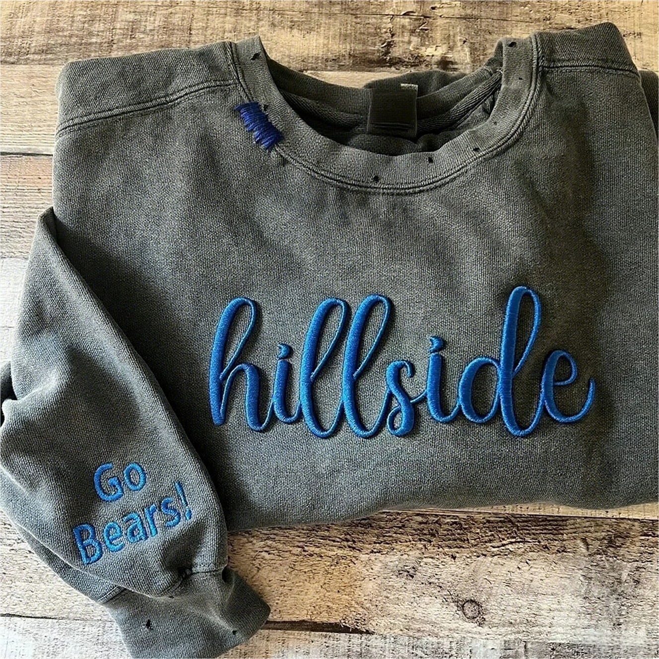 VINTAGE 3D Embroidery Unisex Hand Distressed Crewneck