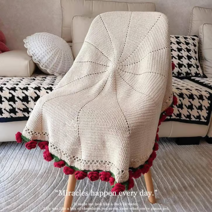 Handmade Rose Woven Blanket DIY Set for Mother's Day and Valentine's Day Gift