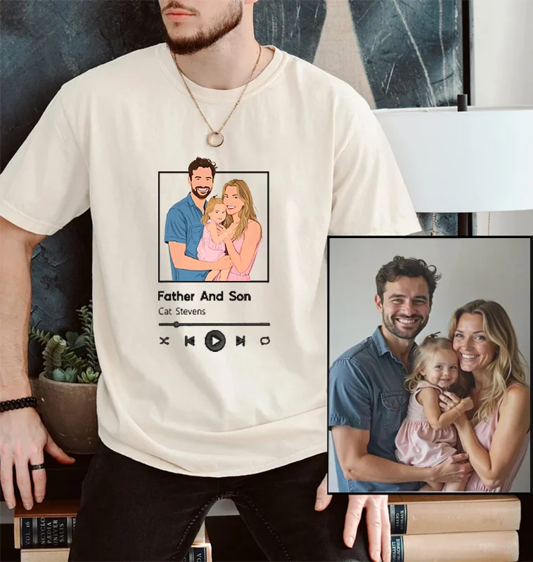 🔥 Custom Painted Color Silhouette Portrait Family Sweatshirt - Dad & Mom Photo Hoodie, Gift for Father's Day