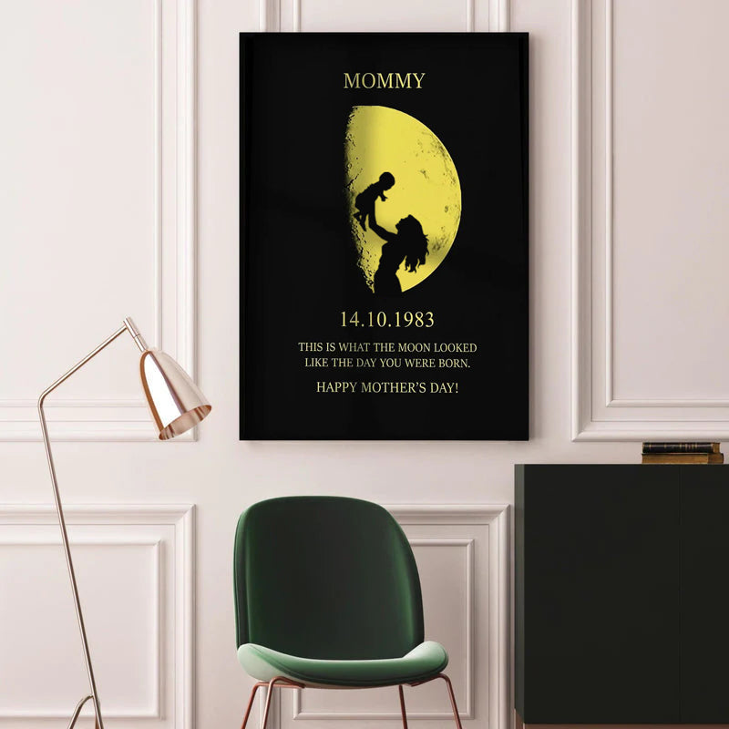 The Day You Were Born Gift - Personalized Moon Phase Wall Art Gift - Mother's Day Gift