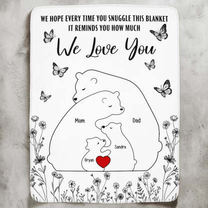 Personalized Blanket-Hugging Bear Family Blanket Reminding You How Much We Love You