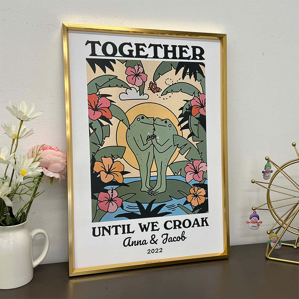 50%OFF⭐️Personalized Frog Couple Print, Custom Frog Illustration Frame