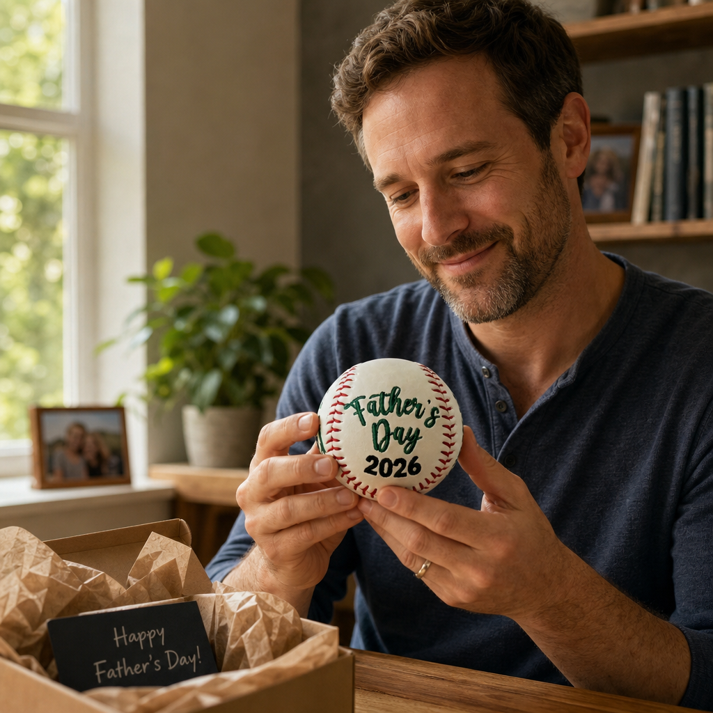 Personalized Embroidered Softball & Baseball | Dad Mom Keepsake Ball | Fathers Day Gift from Kids