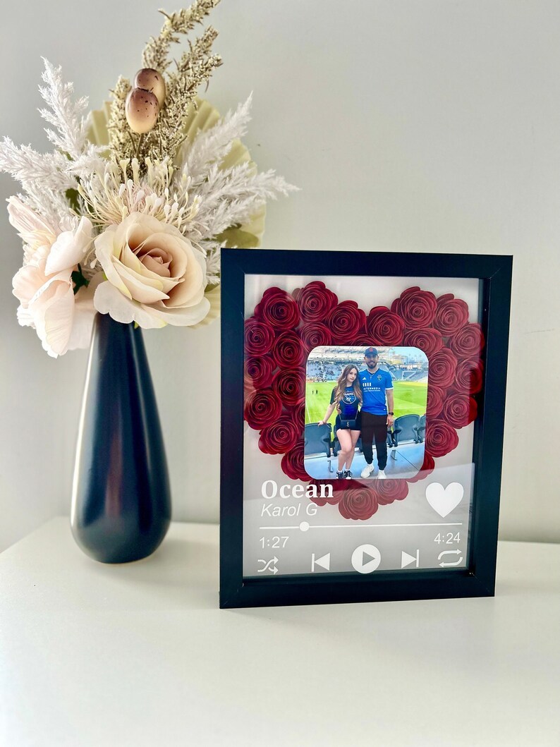 Custom Couple Flower Heart Shadow Box