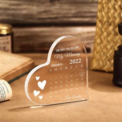Personalised Day You Became My Mummy Date Acrylic Keepsake Block, Gift from Kids, Mother Birthday Gift, New Baby Gift for Mom-Creatgifts