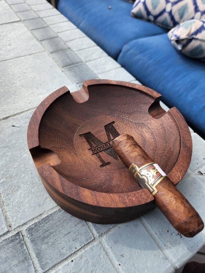 Personalized Name Walnut Cigar Ash Tray
