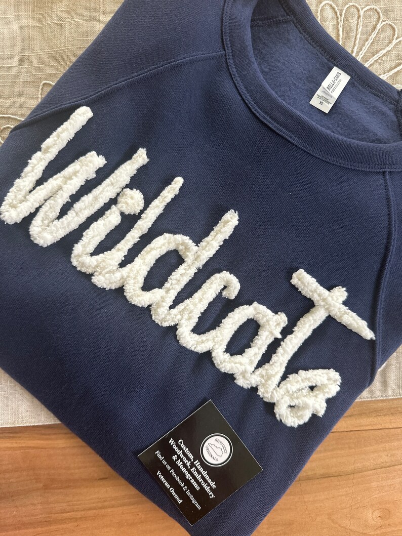  Custom Wildcats Chenille Team Sweatshirt Personalized Shirt, Mom Sweatshirt, Wildcats, Team Shirt