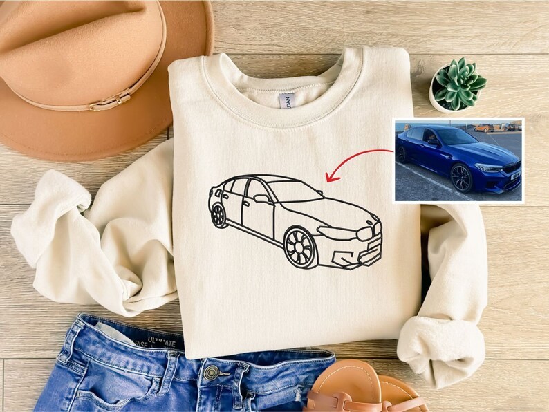 Custom Embroidered Car Sketch Sweatshirt/Hoodie