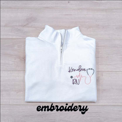 Custom Embroidered Nurse Quarter Zip Sweatshirt