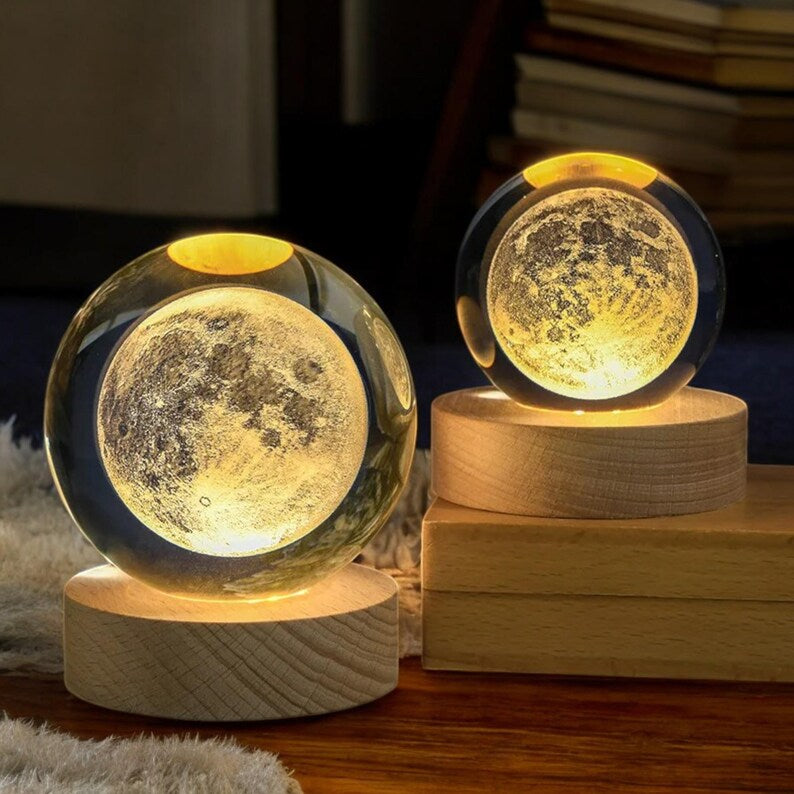 Customized 3d Printed Crystal Ball Moon Phase Night Light For Mom, Mother's Day Gift