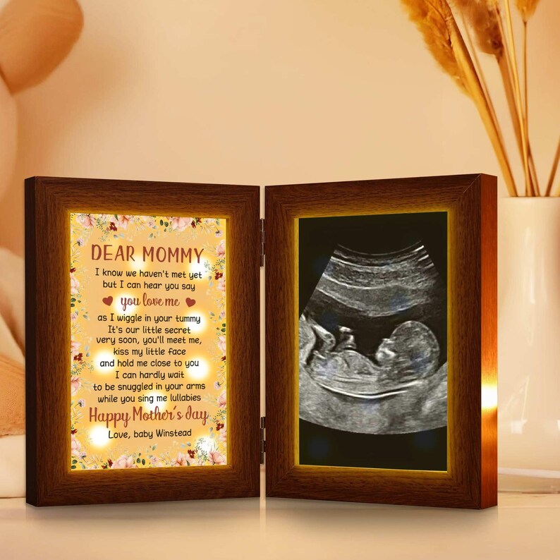 Custom Light Photo Frame with Baby's Ultrasound Image,  Room Decor