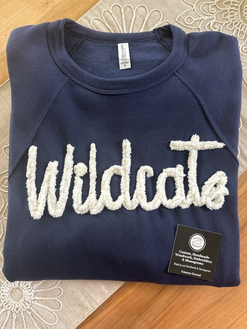  Custom Wildcats Chenille Team Sweatshirt Personalized Shirt, Mom Sweatshirt, Wildcats, Team Shirt