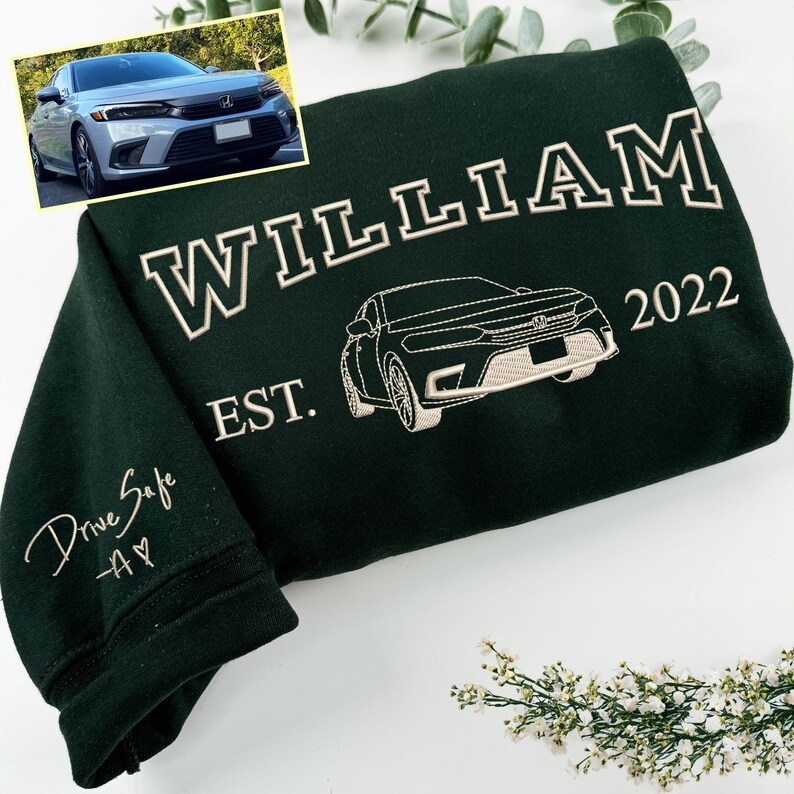 Personalized Embroidered Car Sweatshirt For Car Lovers