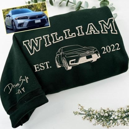 Personalized Embroidered Car Sweatshirt For Car Lovers