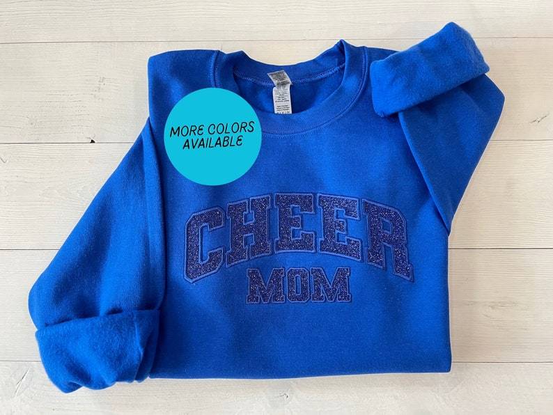 Custom Embroidered Glitter Cheer Mom Shirt-Creatgifts