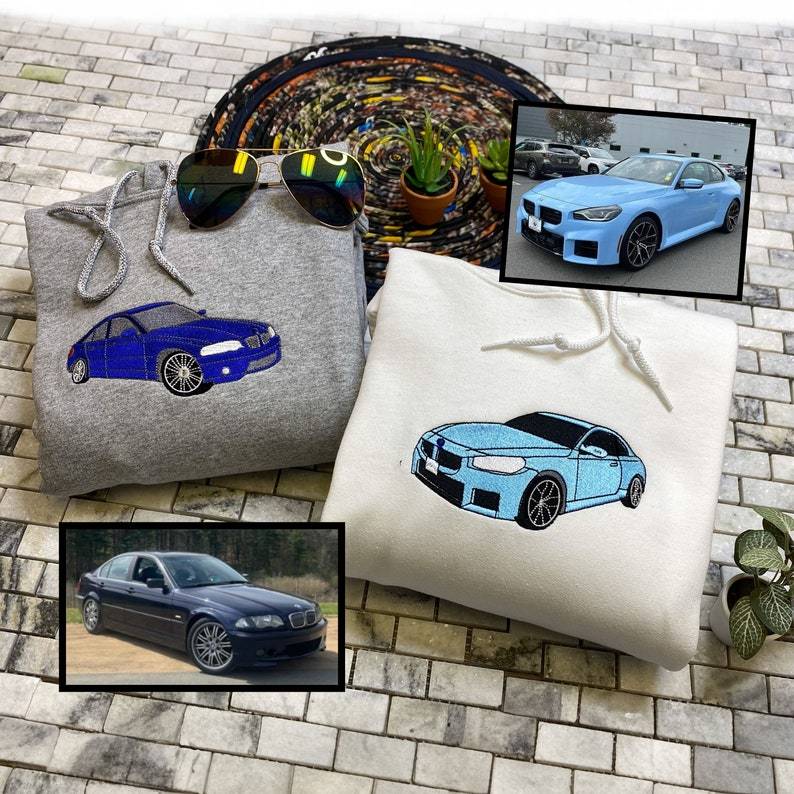 Embroidered Hubby Car Portrait Sweatshirt