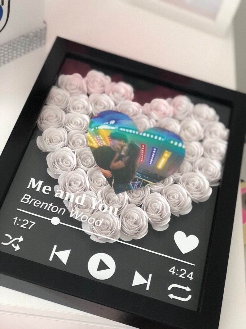 Custom Couple Flower Heart Shadow Box