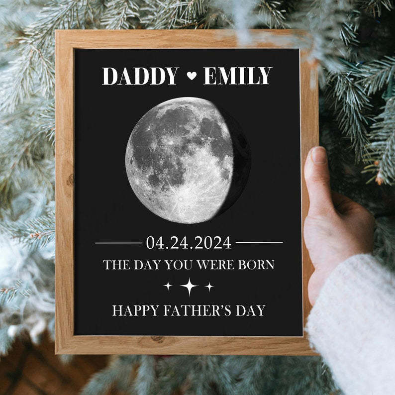 Custom Moon Phase by Date Wall Art Gift for New Dad