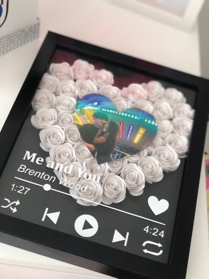 Custom Couple Flower Heart Shadow Box